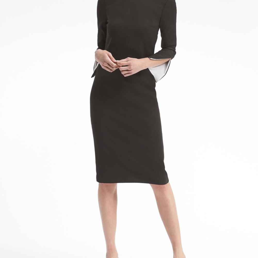 NWT Banana Republic Black Shift Dress Slit Sleeves